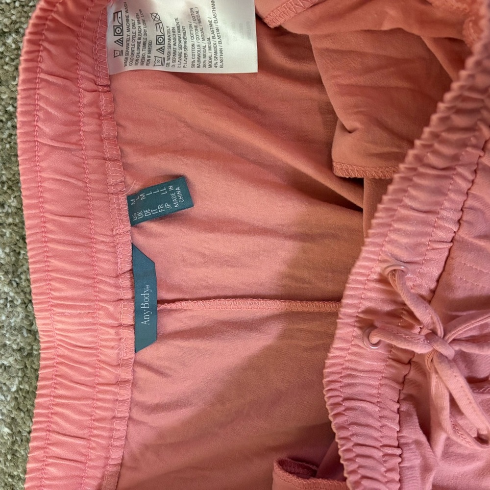 AnyBody Medium Coral Jogger Pants with Drawstring and Satin Stripes Down Sides - Picture 9 of 9